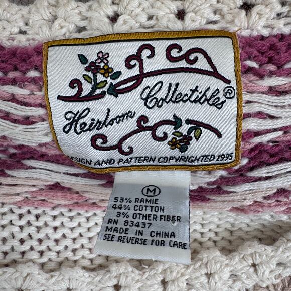 Heirloom Collectibles Floral Knit Sweater Medium Vintage Cottagecore 90s - Picture 6 of 8